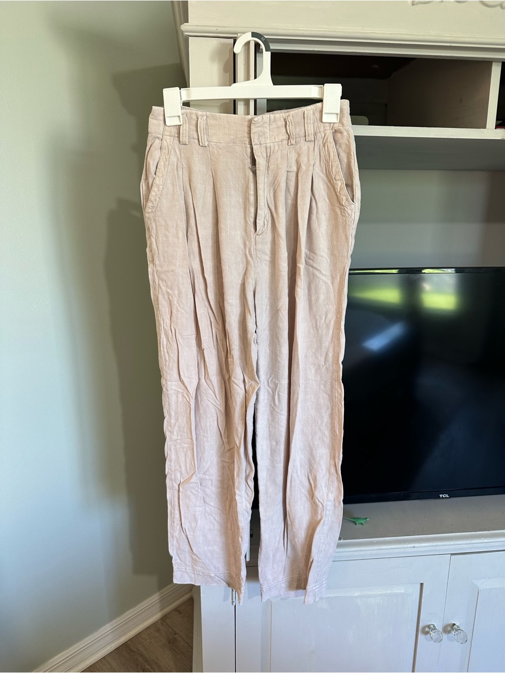 Free People Linen-Blend Pleated Trousers